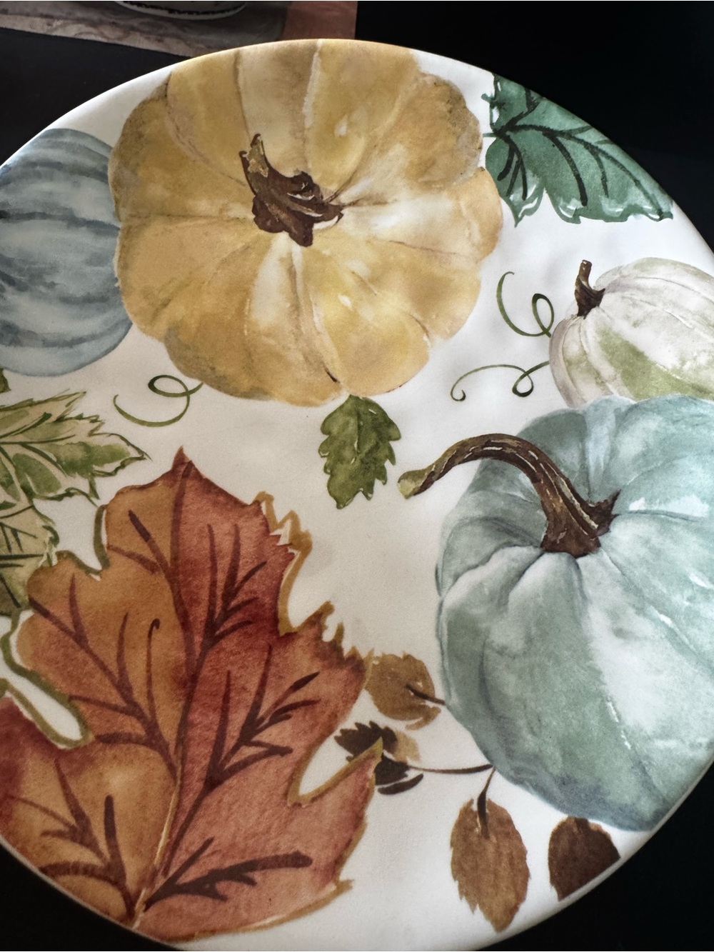Robert Stanley Dessert Plates Autumn Pumpkin & Leaf Stoneware Holiday Set of 7 - Picture 4 of 9